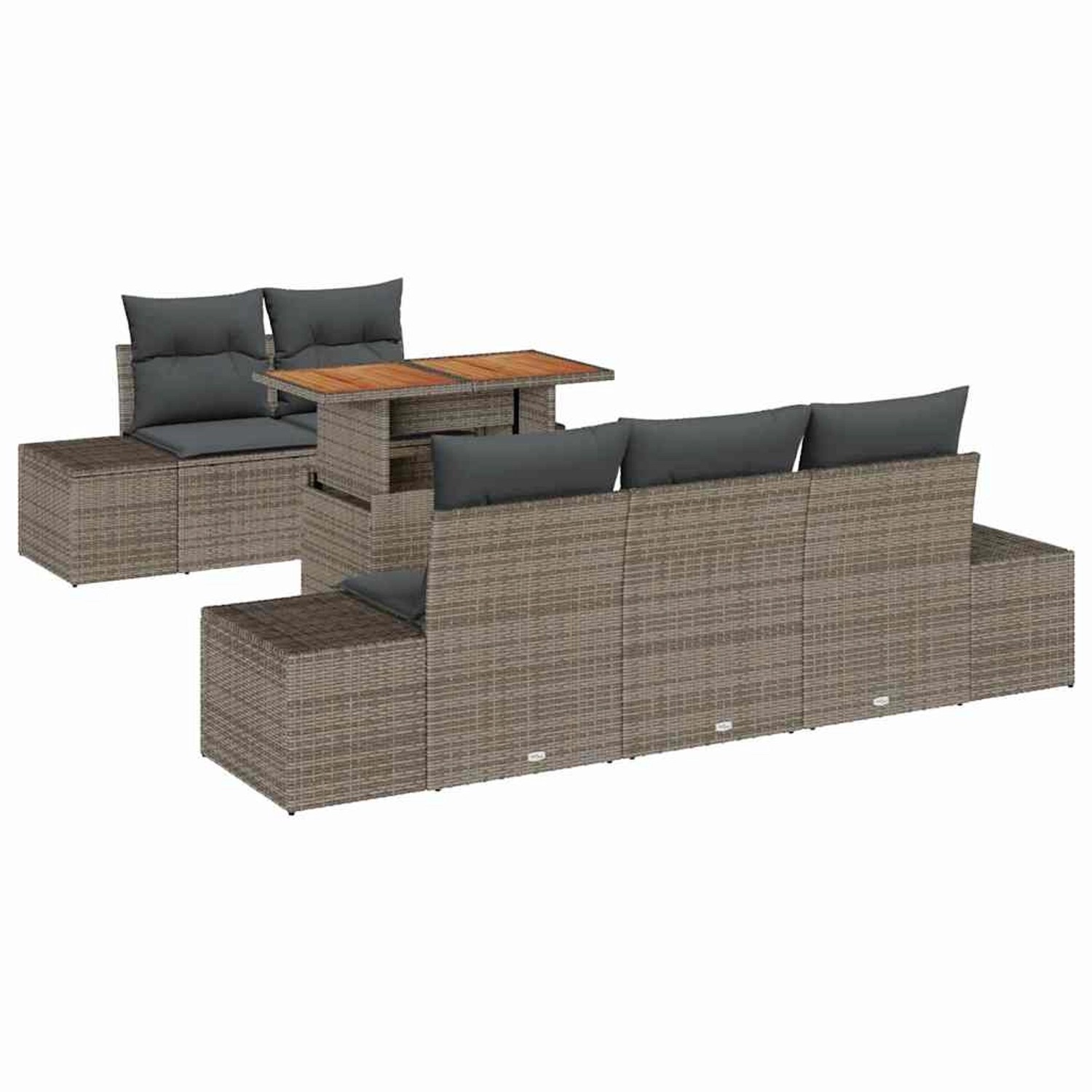 vidaXL Garten-Sofa-Set mit Speicher 6-Tlg Grau Poly Rattan 3358638 günstig online kaufen