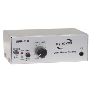 Dynavox UPR-2.0 USB Phono-Vorverstärker in Silber. Zum Vorverstärken, Digitalisieren und Abspielen von Schallplatten.