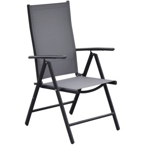Merxx Gartenstuhl Amalfi 2er-Set, klappbarer Stuhl mit Textilbespannung und Aluminiumgestell, graphit/grau.