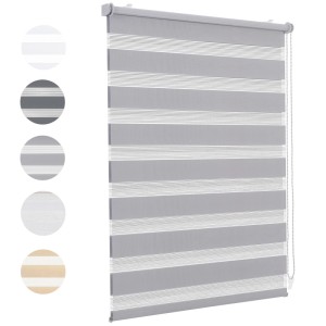 Graues Sekey Doppelrollo 80x100cm für Fenster, blickdicht und ohne Bohren montierbar.