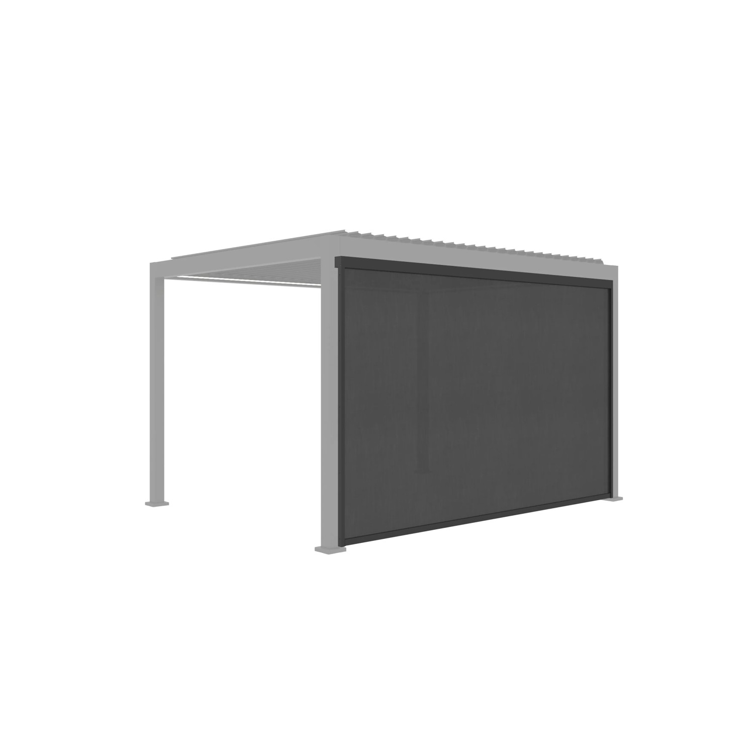 Anthrazitfarbenes MWH Rolllo CR Series 4m für Pergola. Zugvorhang bietet Sonnen-, Wind- & Insektenschutz.