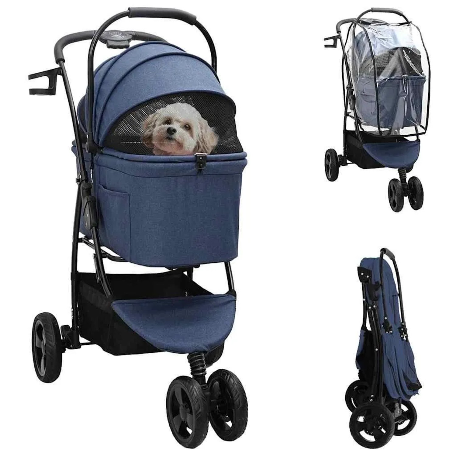 vidaXL Faltbarer Haustierwagen Blau 78 x 54 x 101 cm Polyester 42012439