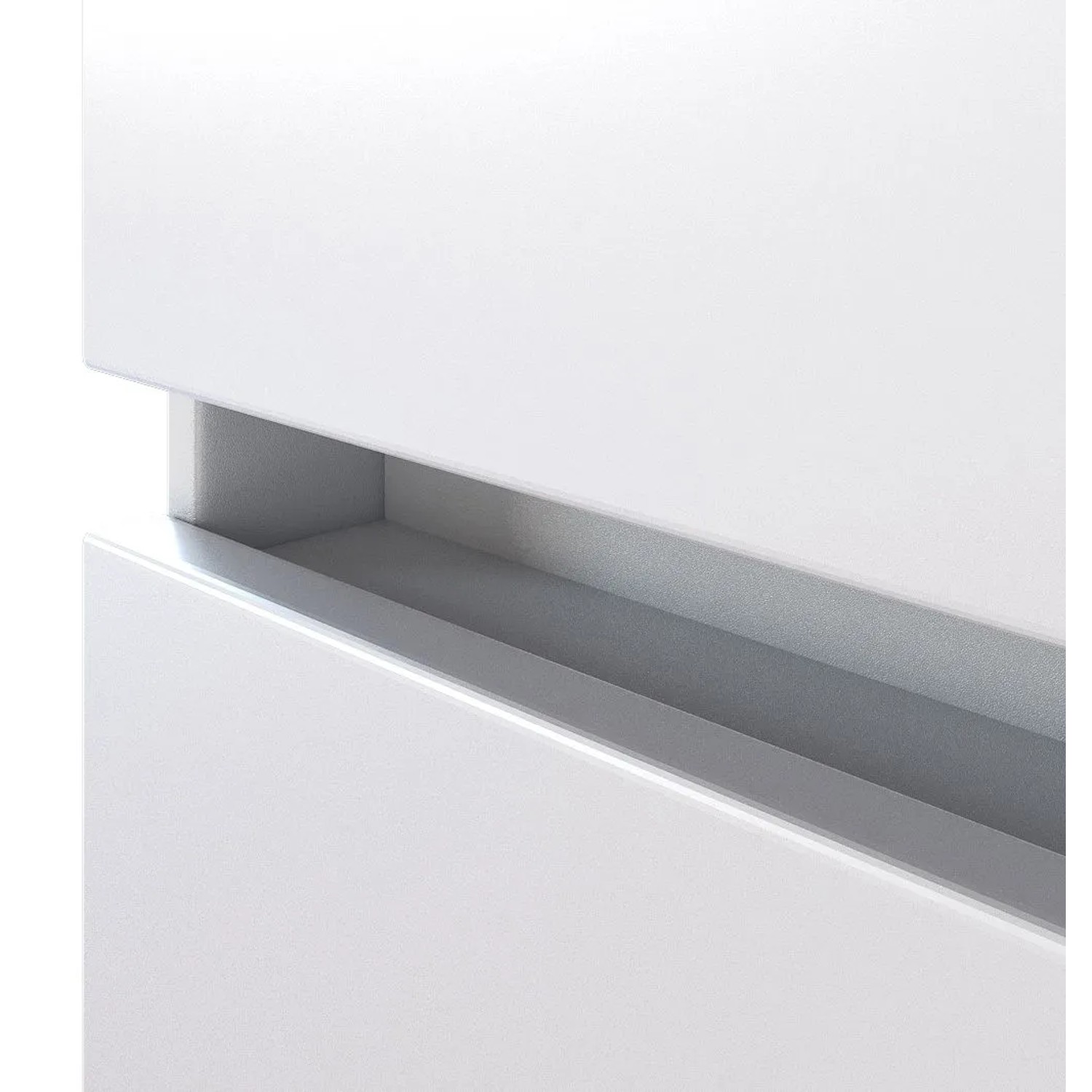 Detailaufnahme: Weißer Held Möbel Bad-Midischrank Verona, Bad-Hängeschrank mit griffloser Optik.