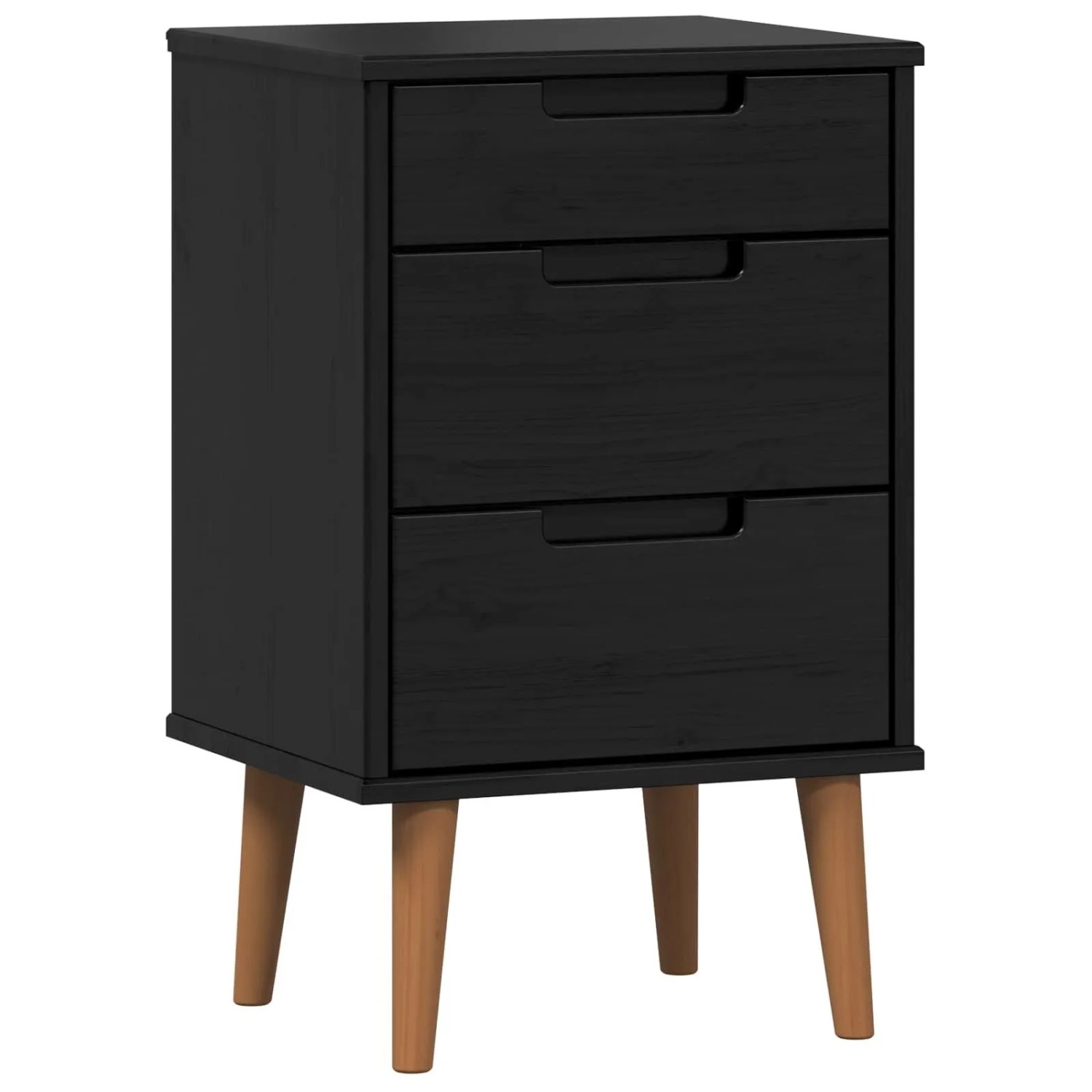 vidaXL Nachttisch Schwarz 40 x 35 x 65 cm Massives Kiefernholz 42020933