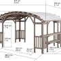 Sunjoy Pergola Dajti aus Zedernholz, 427x305 cm, grau, mit Maßen für den Aufbau.