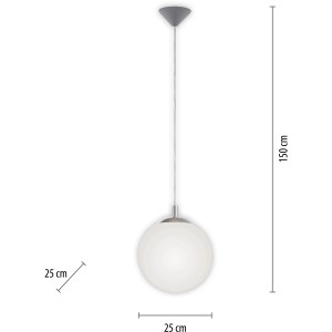Paul Neuhaus Pendelleuchte Bolo, 1-flammig, Stahl, mit opal-mattem Glas. Zeitlose Hängelampe für den Innenbereich.