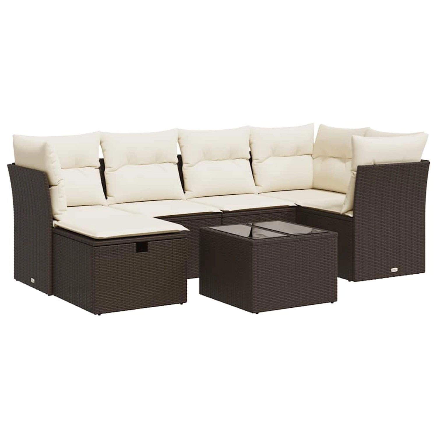 vidaXL 7-Tlg Garten-Sofagarnitur mit Kissen Braun Poly Rattan 3325299 günstig online kaufen