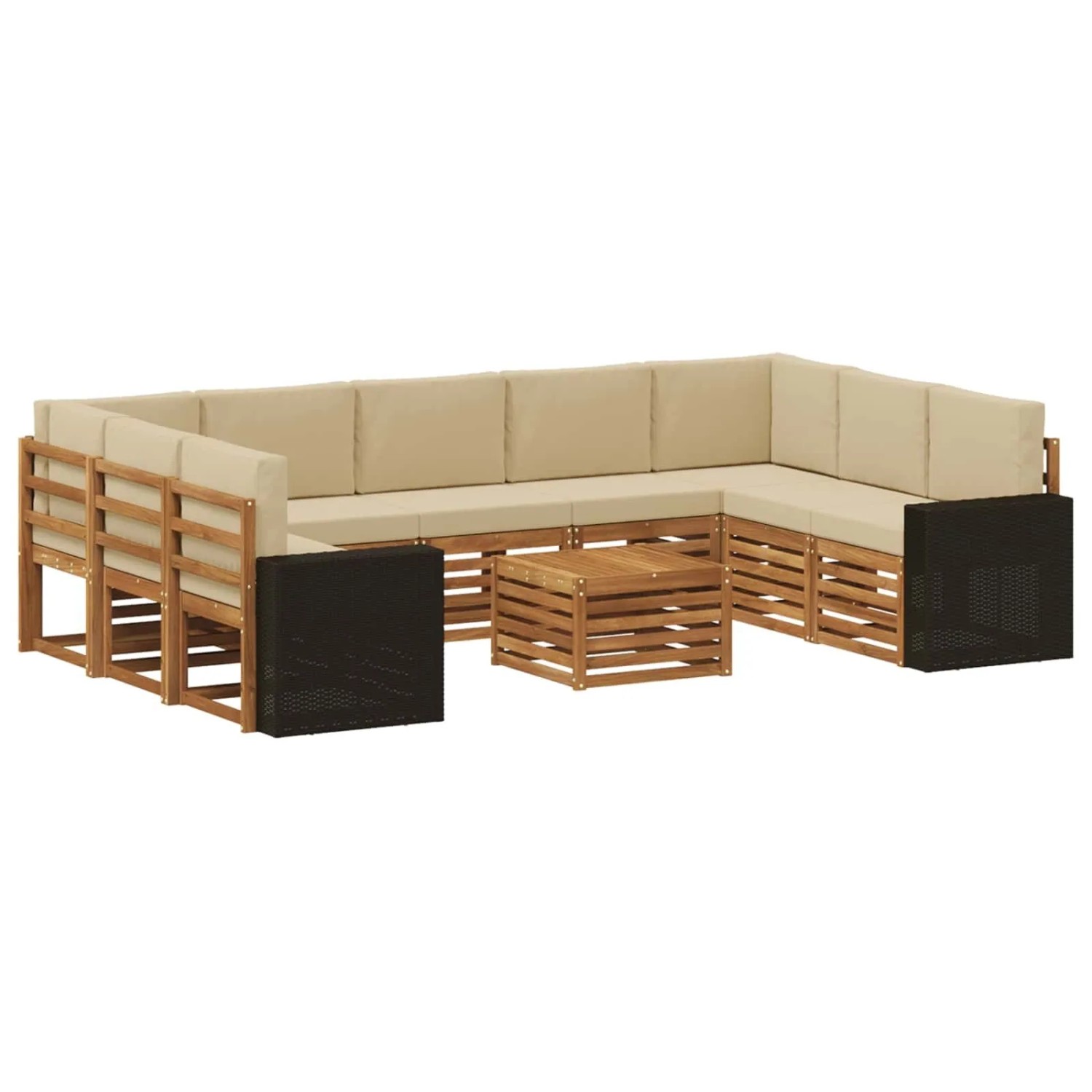 vidaXL Sofagarnituren 10 Stk Natur und Beige Massivholz Akazie 3384874