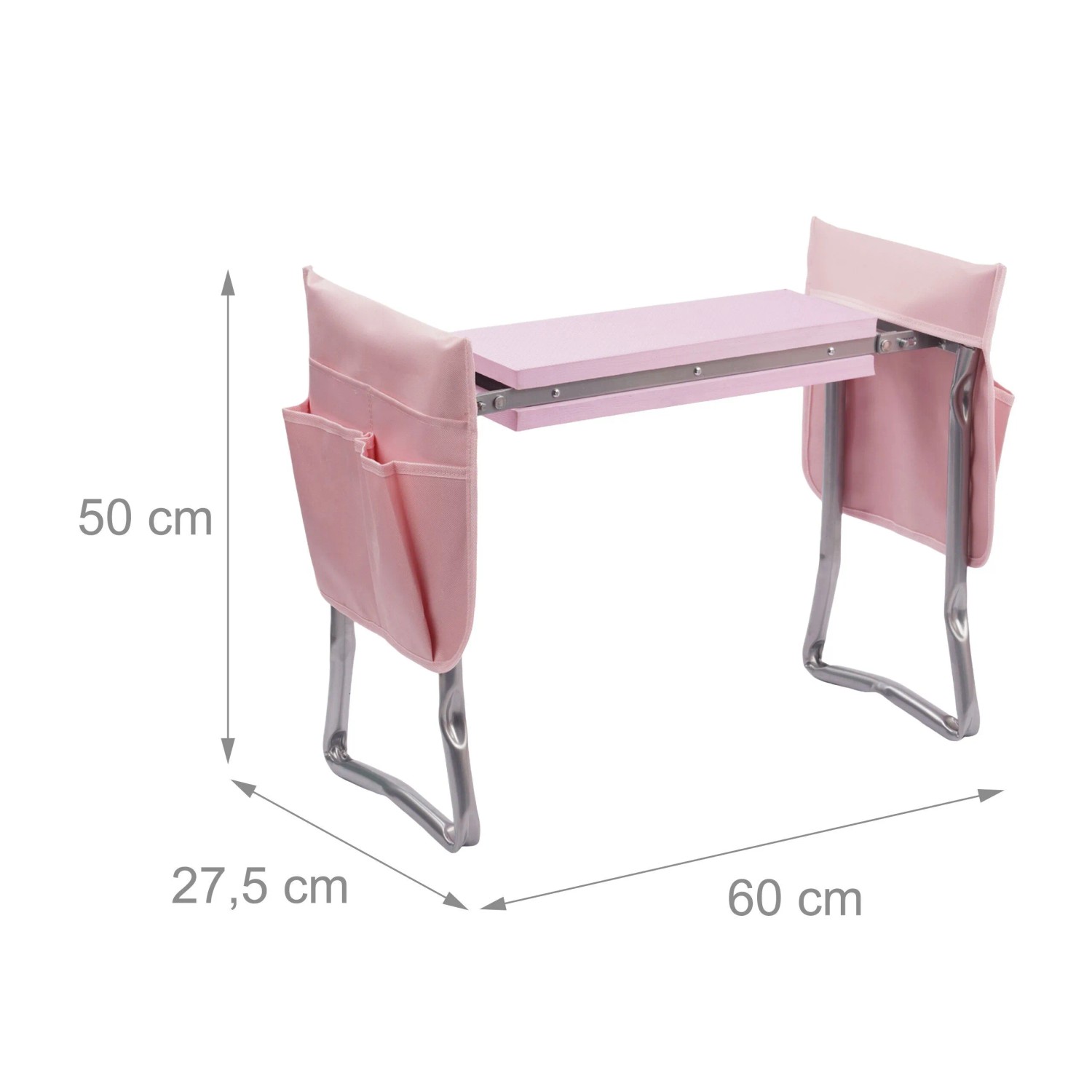 Relaxdays Kniebank Stahl Pink mit Taschen Klappbar 50 cm x 60 cm x 27,5 cm_4