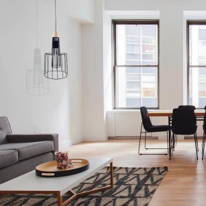 Dapo Decken Pendelleuchte Moa 20cm Holz Metall Schwarz E27 IP20