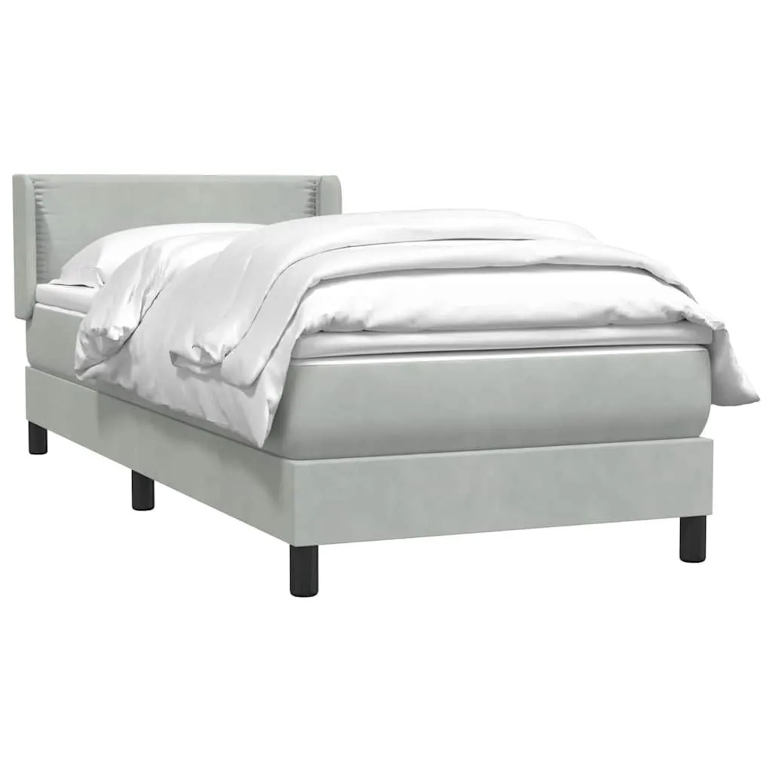 vidaXL Boxspringbett mit Matratze Hellgrau 80x210 cm Samt 3318009 günstig online kaufen