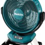 Makita Akku-Lüfter DCF301Z, 18 V, türkis, mit drei Geschwindigkeiten und Oszillation für optimale Luftverteilung.
