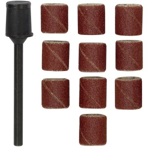 Proxxon Schleifzylinder 10mm mit 10 Schleifbändern Korn 150 für Miniaturwerkzeuge.