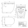 Technische Zeichnung: ECD Germany Hänge WC mit Bidet, spülrandlos, lange Ausführung mit Maßen.