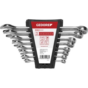 Gedore Ringmaulschlüssel-Satz, 8-teilig (9-19 mm) im Halter. Werkzeugset für Schrauben und Muttern.