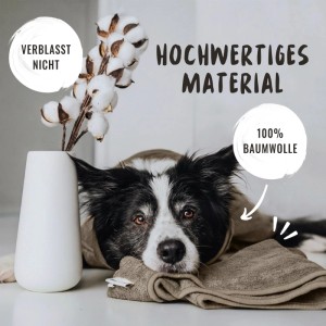 Rudelkönig Hunde Bademantel L Grau Baumwolle Frottee