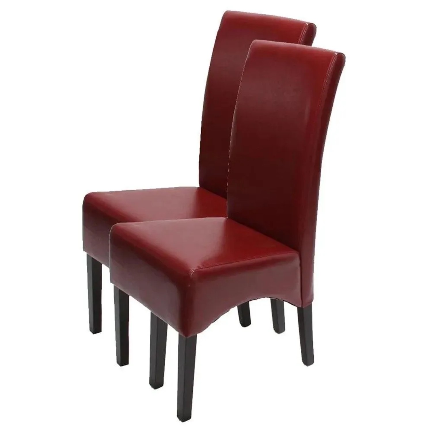 Mcw Esszimmerstuhl Crotone 2er-Set Leder Rot Dunkle Beine