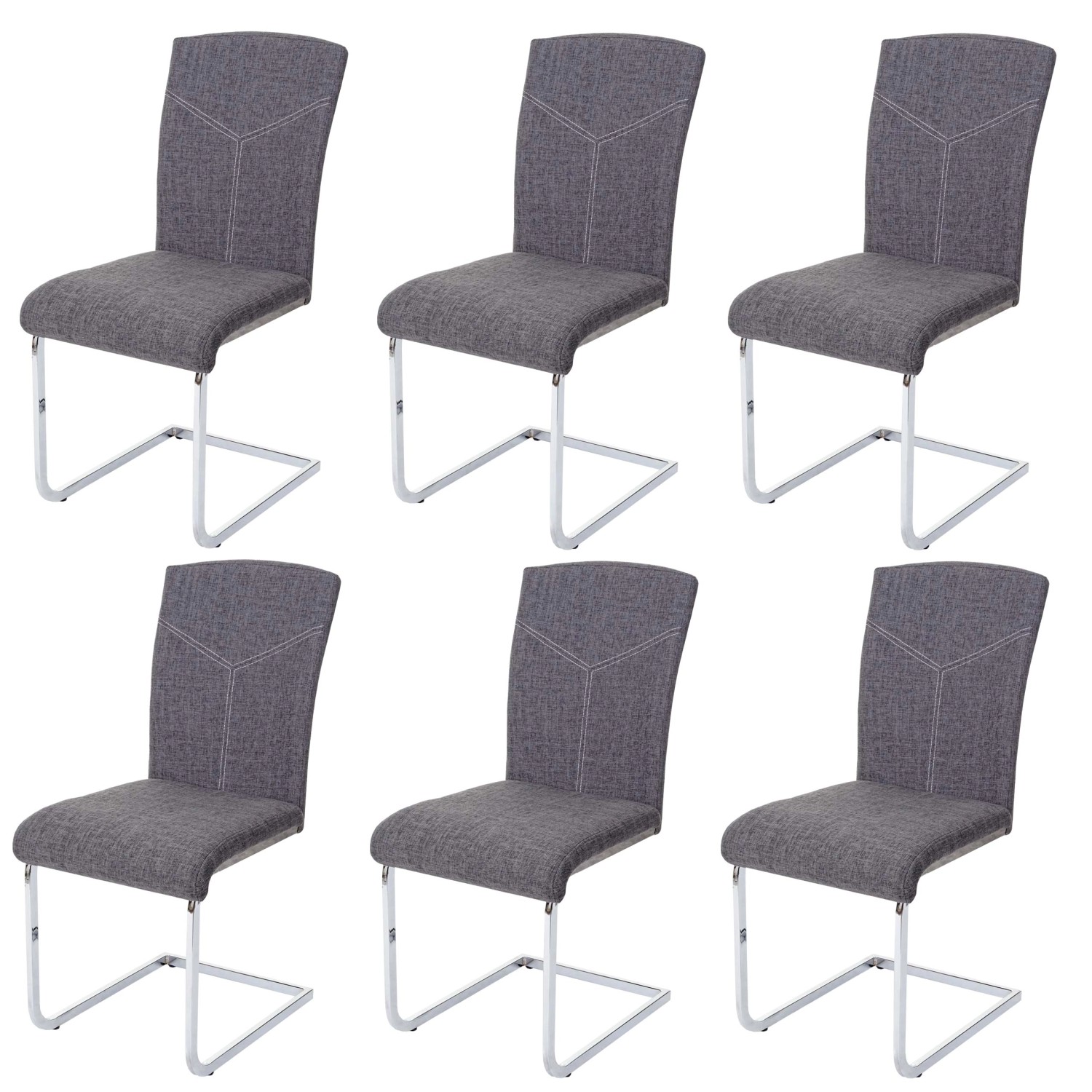 MCW Esszimmerstuhl F36 6er-Set Stoff/Textil Grau günstig online kaufen