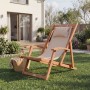 2er Set Juskys Akazienholz Strandliege Tavira Creme mit Kopfpolster im Garten.