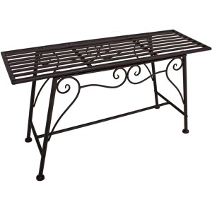 Blumenbank Lorin im Antik-Look, schwarz-braun, 27x45x83 cm. Dekorative Gartenbank aus Metall.