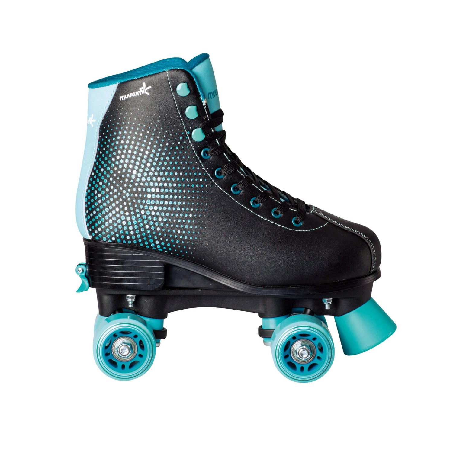 Muuwmi Rollschuh Disco Türkis Gr. 31-34 ABEC 5 Kugellager Hochwertiges Kunstleder Fersen- und Zehenkappenverstärkung