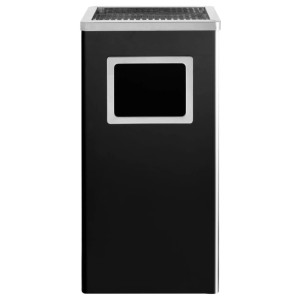 DELUKE Standaschenbecher Für Draußen 45L Stahl 30x24x61cm Mülleimer Mit Aschenbecher Abfalleimer Mit Inneneimer Standascher Schwarz