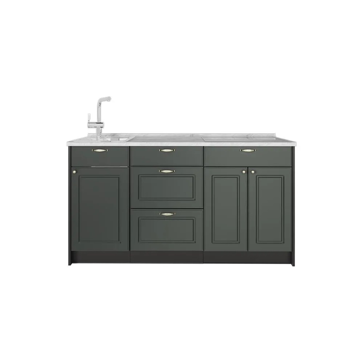 Vicco Küchenblock Fame-Line Grün-Gold Landhaus 150 x 82 AP Marmor Art Nr 65311