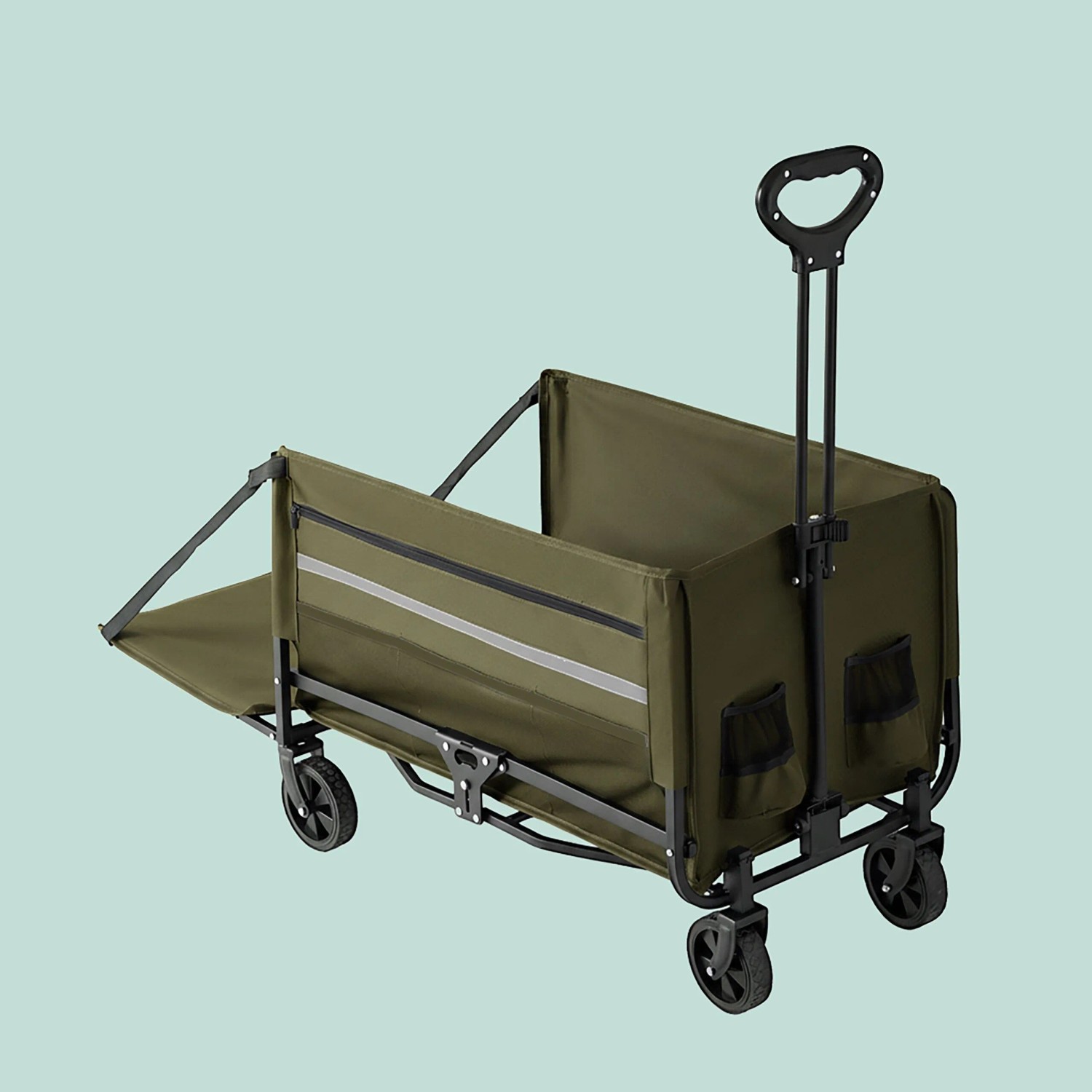 Relaxdays Bollerwagen Stahl Grün Faltbar mit Heckklappe 97 x 50 x 76 cm 6,5 kg_5