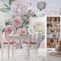 Komar Fototapete Floraison mit Rosenmuster im Wohnraum, romantische Wandgestaltung.