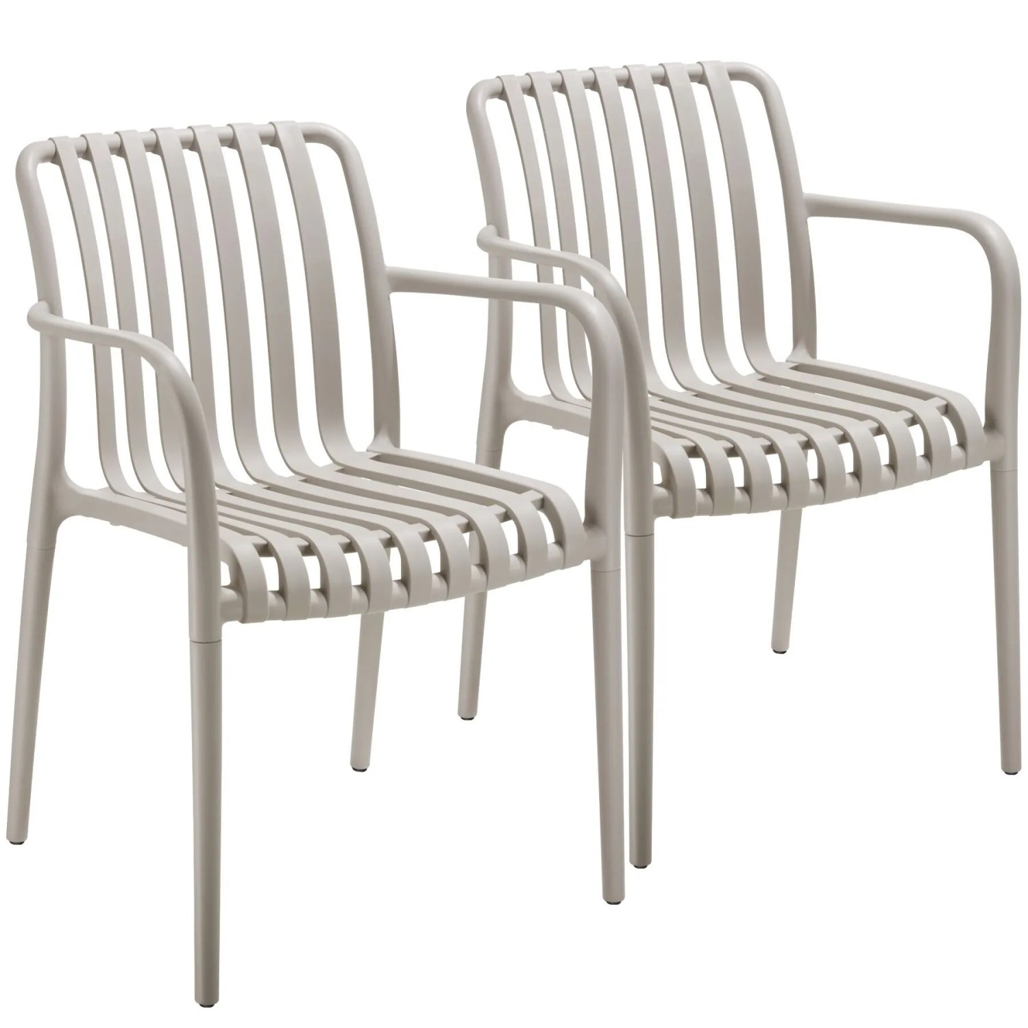 Tectake Gartenstühle Alcudia Wetterfest und Uv Beständig Platzsparend Stapelbar 2Er Set 58 x 54 50 x 80 50 cm Taupe