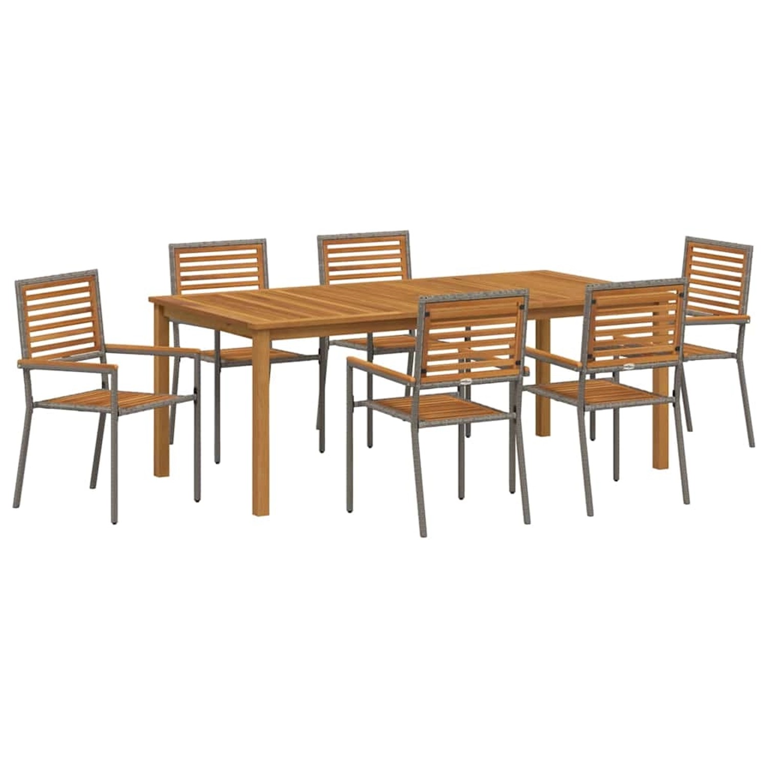 vidaXL Garten Essgruppe 7-Tlg Grau Poly Rattan 3365524 günstig online kaufen