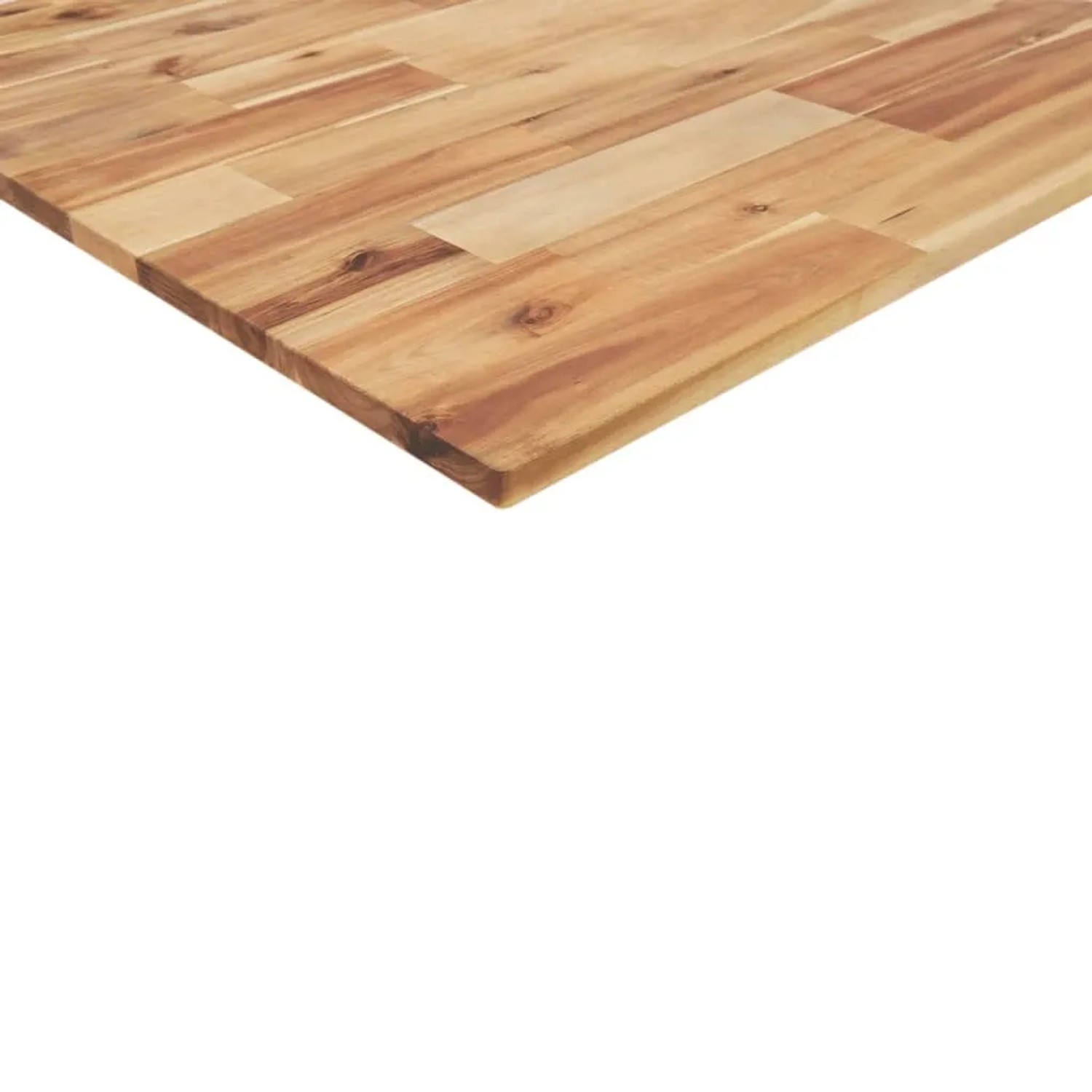 Rechteckige Waschtischplatte aus Akazienholz, geölt, 140x50 cm, Detailansicht der Holzmaserung.