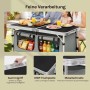 WOLTU Campingtisch mit Stauraum, höhenverstellbar, schwarz-grau, mit Familie beim Essen.