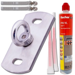 Toldoro Wandhalterung Edelstahl Set für Sonnensegel & Hängematte mit Montagemörtel.