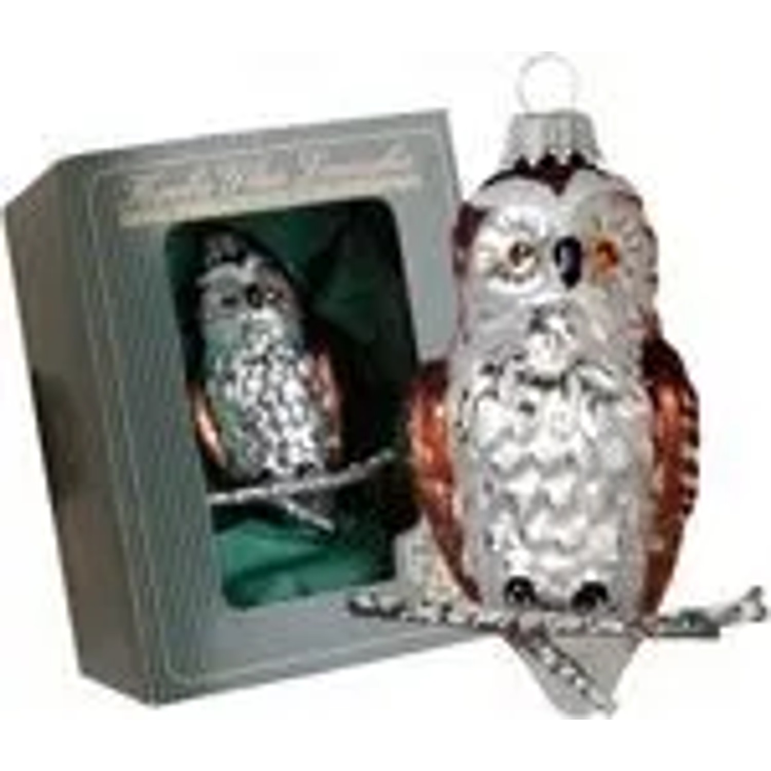 Krebs Glas Lauscha GmbH Christbaumschmuck Glas Mick kleine Eule 8cm weiß/silber 1 Stück