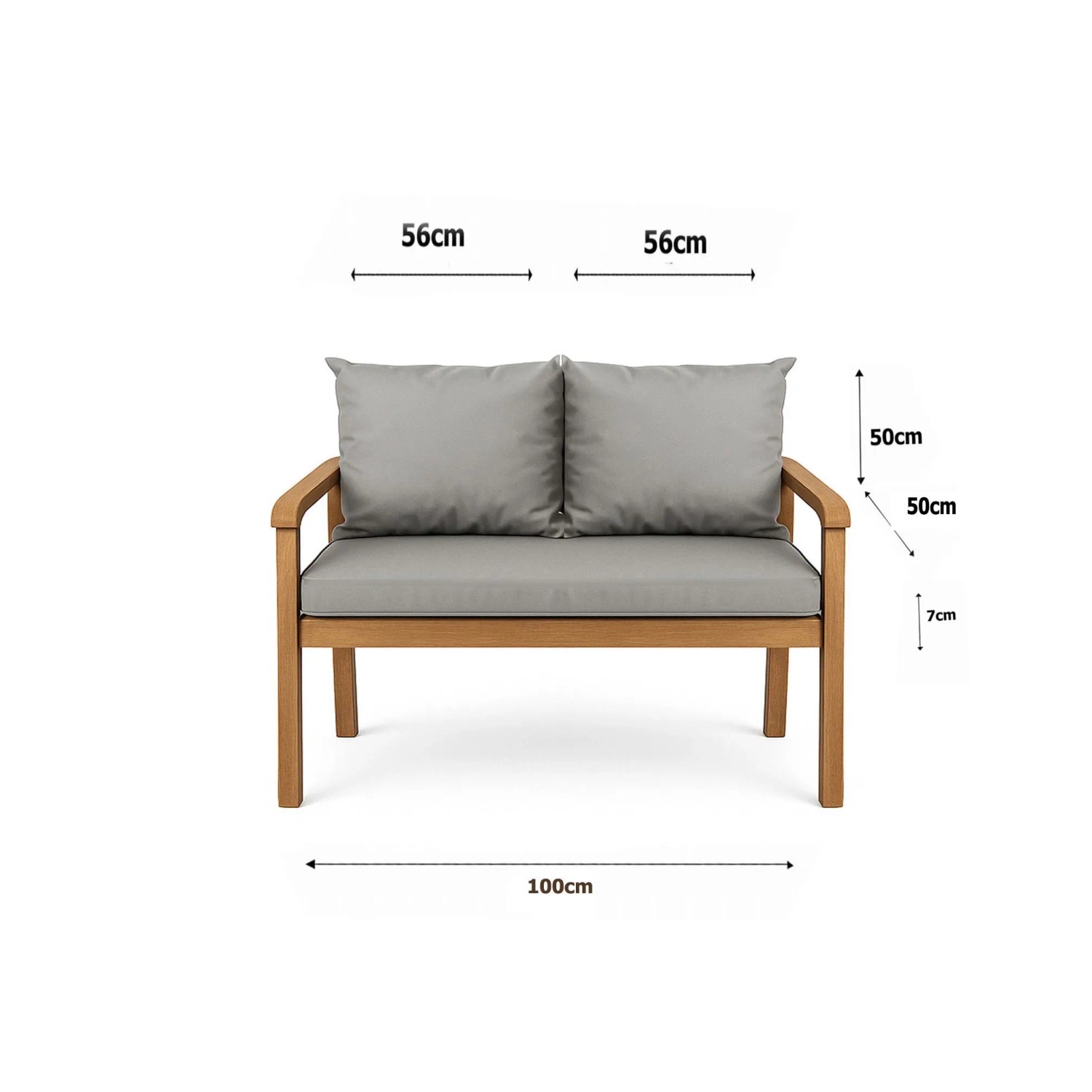 Graues Setgarden Bankkissen-Set für 2-Sitzer Gartenbank, bestehend aus Sitz- und Rückenkissen.