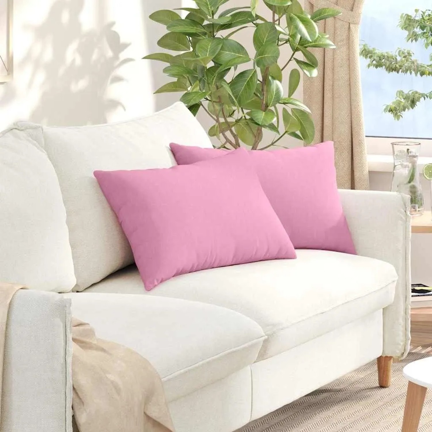 vidaXL Sofakissen 2 Stück Rosa 60 x 40 cm Stoff 42013668_2