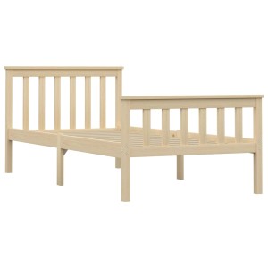 Helles Massivholzbett Kiefer, 100x200 cm, für Schlafzimmer oder Gästezimmer.