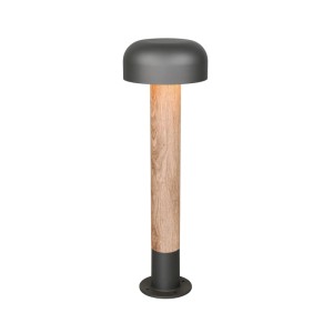 Trio LED-Wegeleuchte Fraser in Holzoptik, Ø 19 cm, 54 cm hoch, für Garten und Wege.