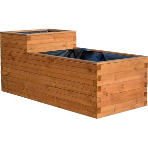 Dobar Gartenteich Superb aus Kiefernholz mit Teichfolie, braun, 180x78x80 cm.