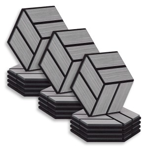Homestyle4u Akustikpaneele, 15 graue Hexagon Wandpaneele aus Holz für Schallschutz.