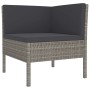 Graues vidaXL Garten-Lounge-Eckteil aus Rattan mit anthrazitfarbenen Auflagen.