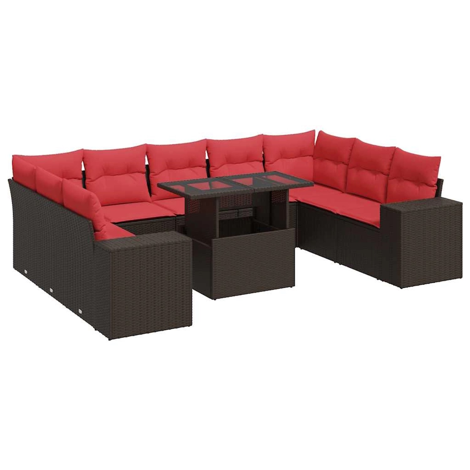 vidaXL 10-Tlg Garten-Sofagarnitur mit Kissen Braun Poly Rattan Akazie 33268 günstig online kaufen
