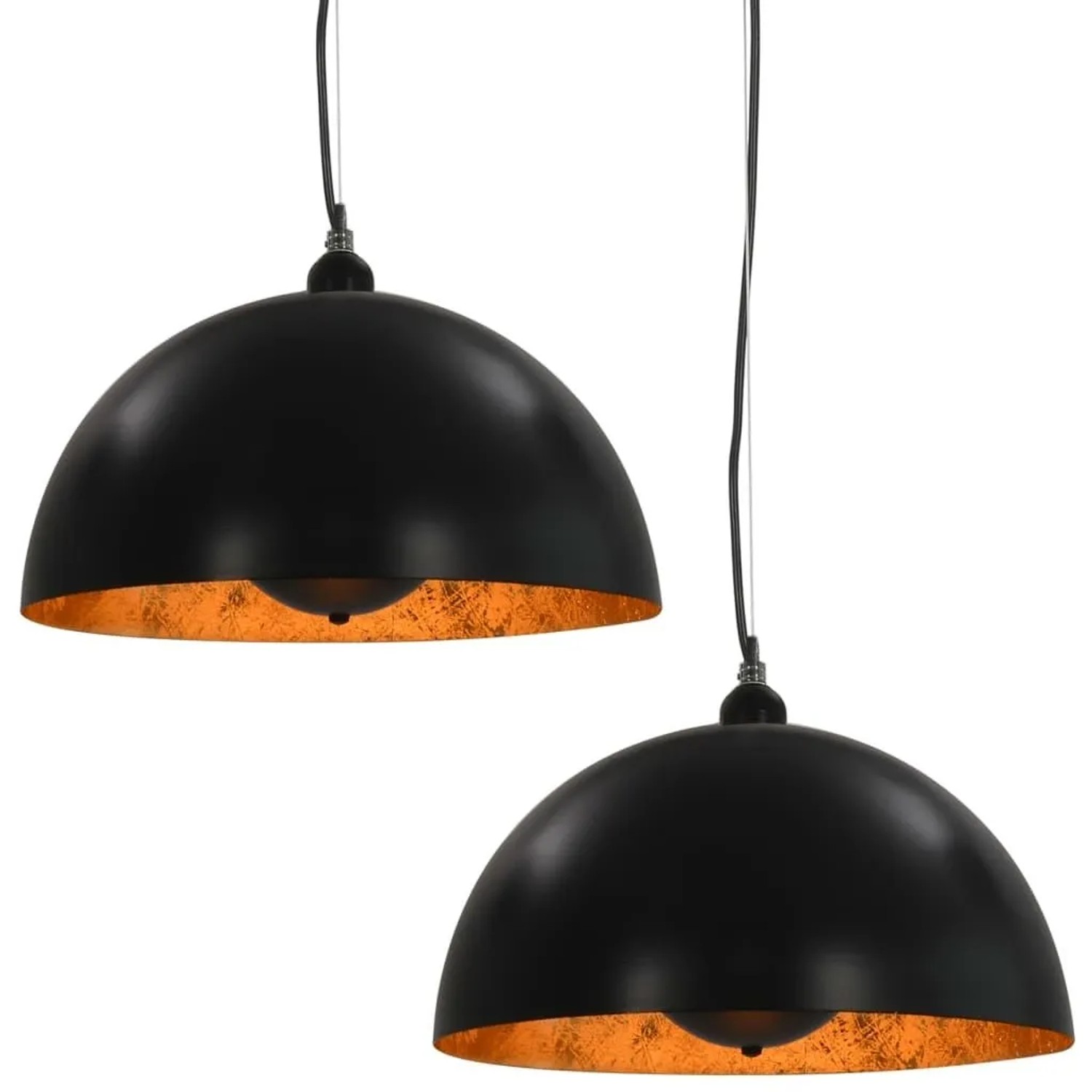 vidaXL Deckenleuchten 2 Stk Schwarz und Gold Halbkugelförmig 40cm E27 50876