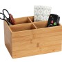 Wenko Bambus Box Terra mit 4 Fächern, braune Aufbewahrungsbox aus Bambus für Bad und Büro.