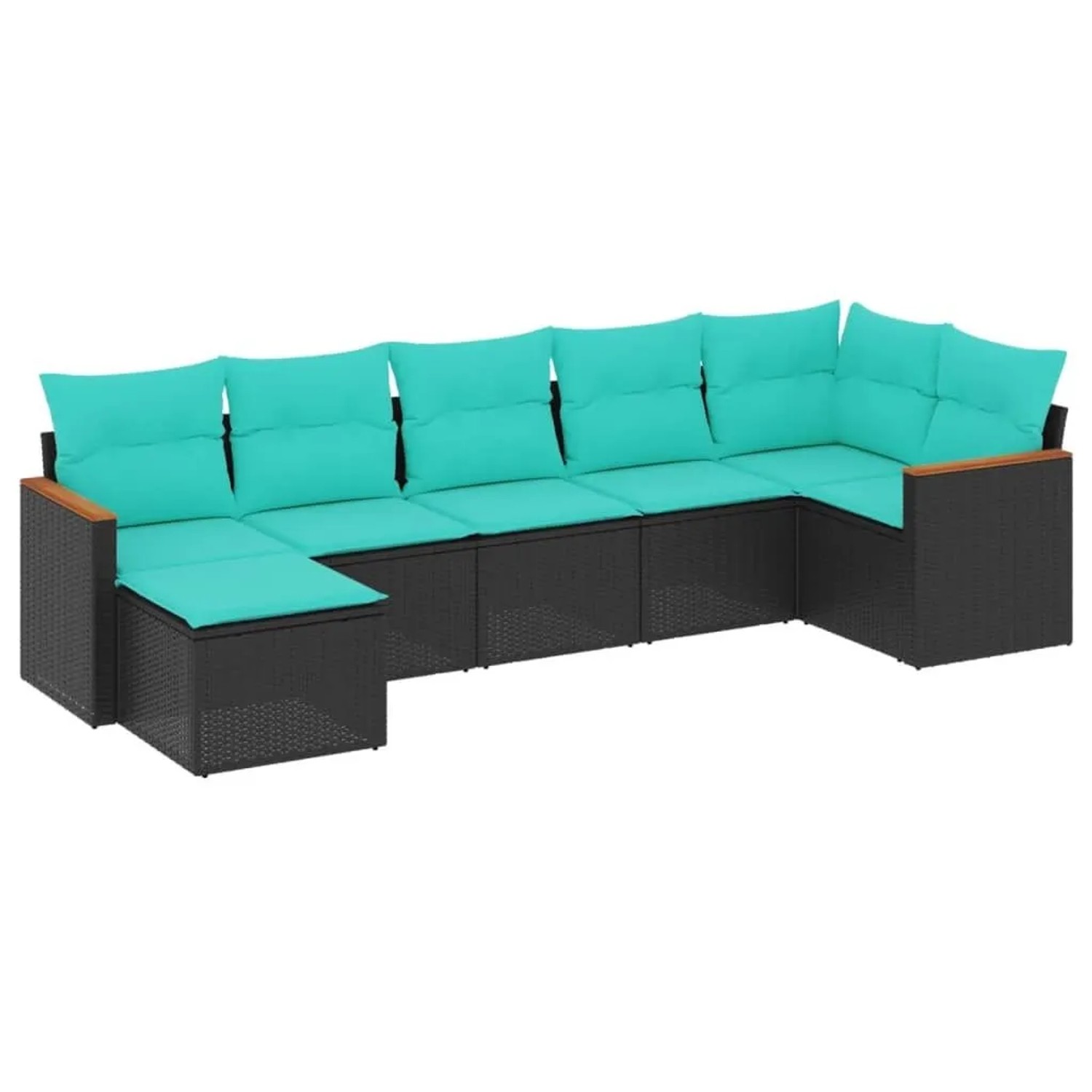 vidaXL 7-Tlg Gartensofa-Set mit Kissen Schwarz Polyrattan 3226190 günstig online kaufen