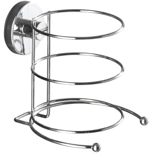 Wenko Haartrocknerhalter Vacuum-Loc Chrom, zur Wandmontage ohne Bohren mit drei Halteringen.
