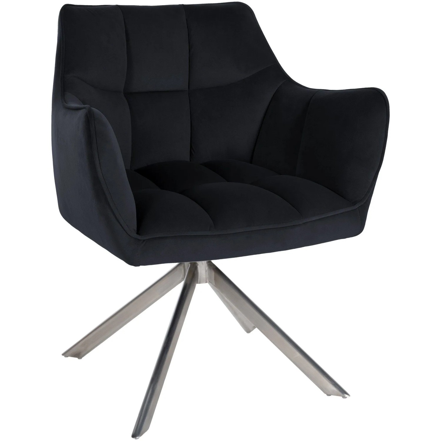 DELUKE Esszimmerstuhl SWING Samt Edelstahl 81x67x58cm Schwarz Samt Metall Gestell Stühle Esszimmerstühle Esstisch Küchenstuhl