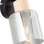 Moderne Wandlampe Weald von Brilliant mit Holz und Rauchglas in Schwarz.