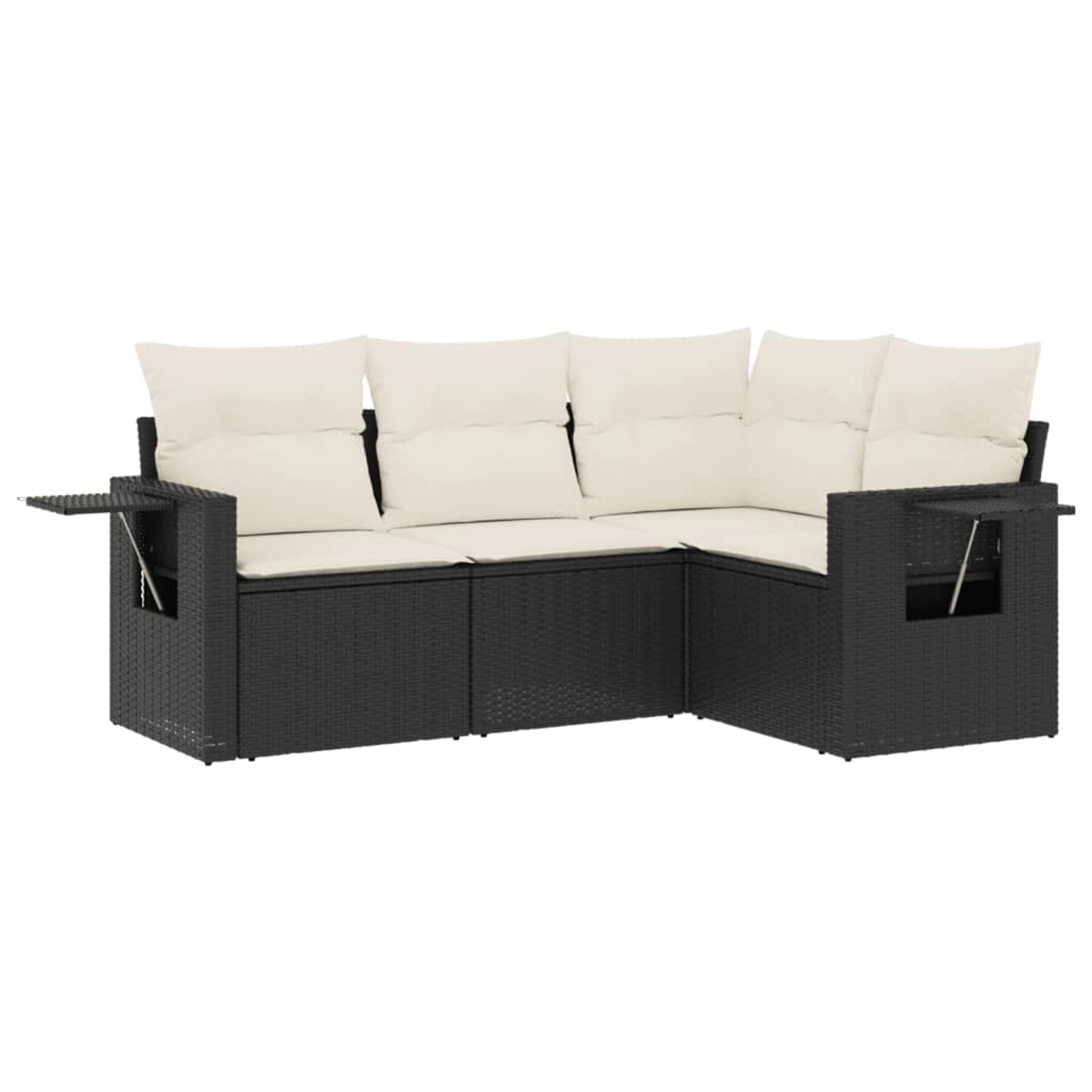 vidaXL 4-Tlg Garten-Sofagarnitur mit Kissen Schwarz Poly Rattan 3220105 günstig online kaufen